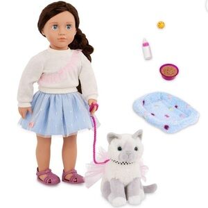 Our Generation Mindy & Pepper 18” Doll & Pet Kitten Set
